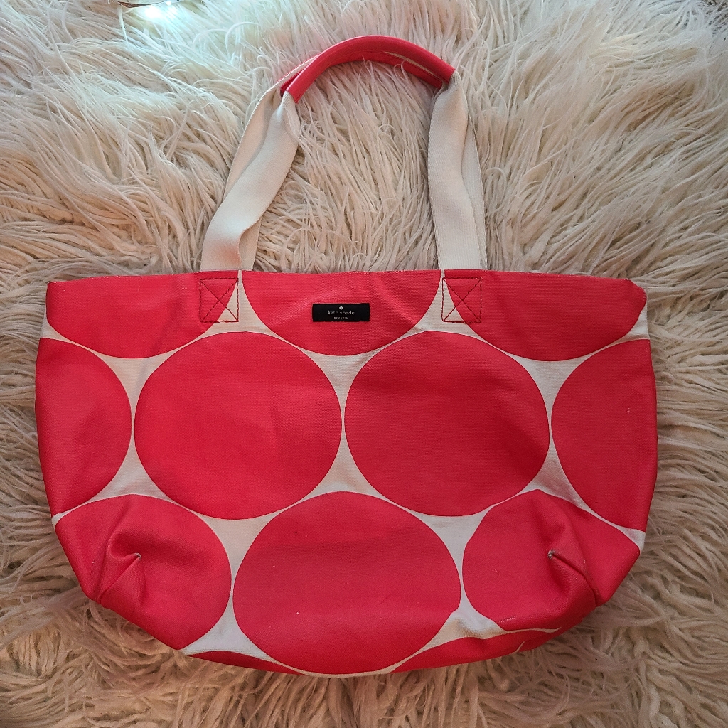 Kate Spade Pink And White Polka Dot Tote